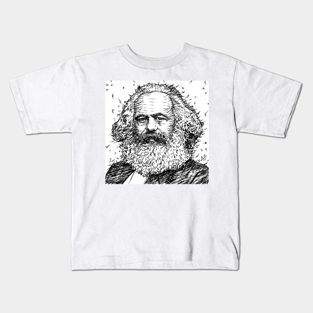 KARL MARX ink portrait Kids T-Shirt by lautir